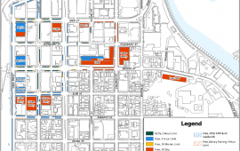 A map showing parking in downtown St. Joseph.