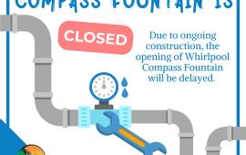 Whirlpool Compass Fountain is Closed