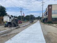 Upton north of RR - concrete curb machine