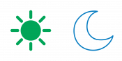 A sun and moon. The sun is highlighted in green.