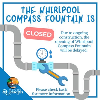 Whirlpool Compass Fountain is Closed
