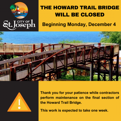 The Howard Trail Bridge will be closed for rehabilitation beginning Monday, December 4.  