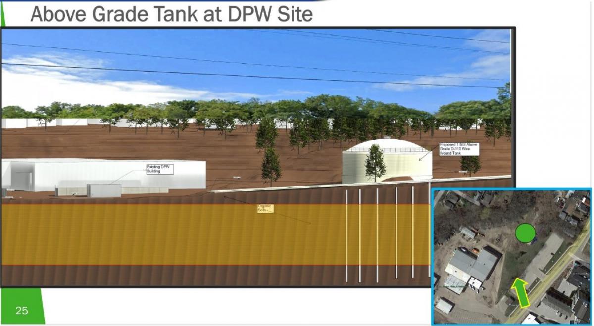 Above Ground CSO Storage Tank Rendering & Location at Public Works