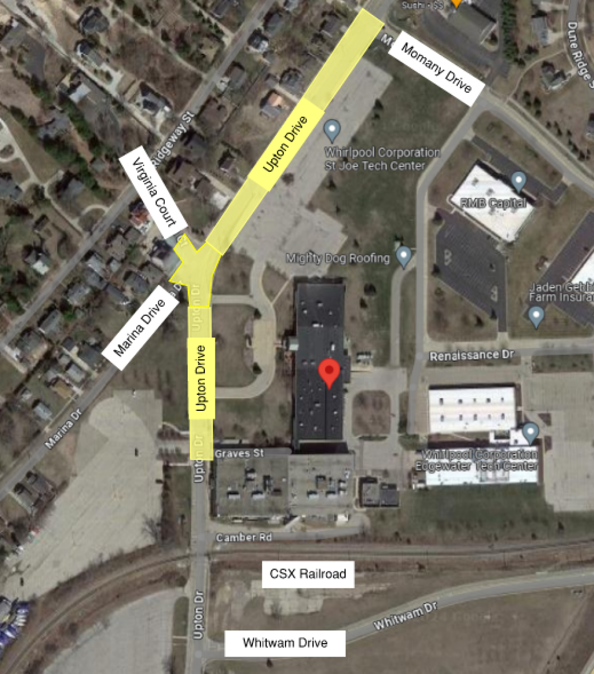 Upton Drive Resurfacing Map - Work To Start April 28, 2025 April 21, 2025 Update Map