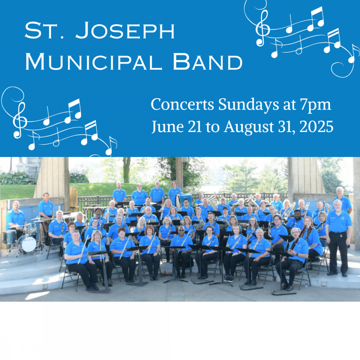 St. Joseph Municipal Band Concerts Sundays at 7pm June 21 to August 31, 2025